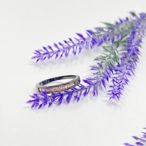 Sterling Silver 925 Gunmetal Pink CZ Encrusted Ring